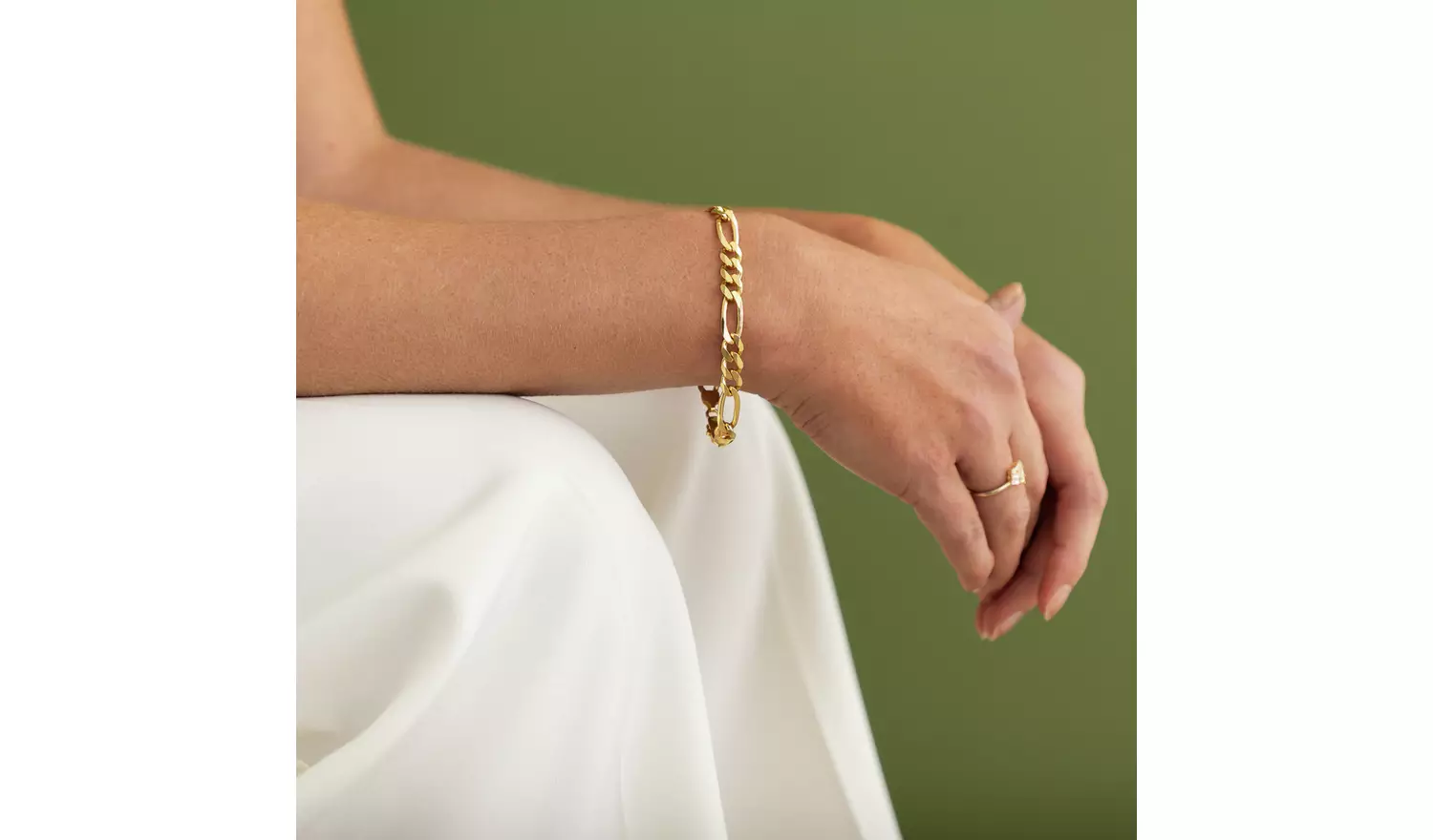 Revere Gold Plated Sterling Silver Figaro Chain Bracelet