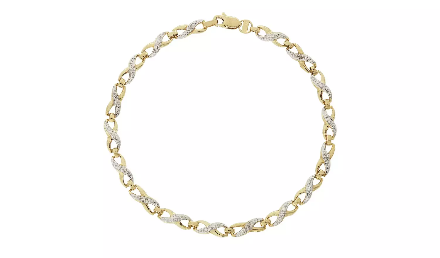 Revere 9ct Yellow Gold Diamond Accent Twist Bracelet