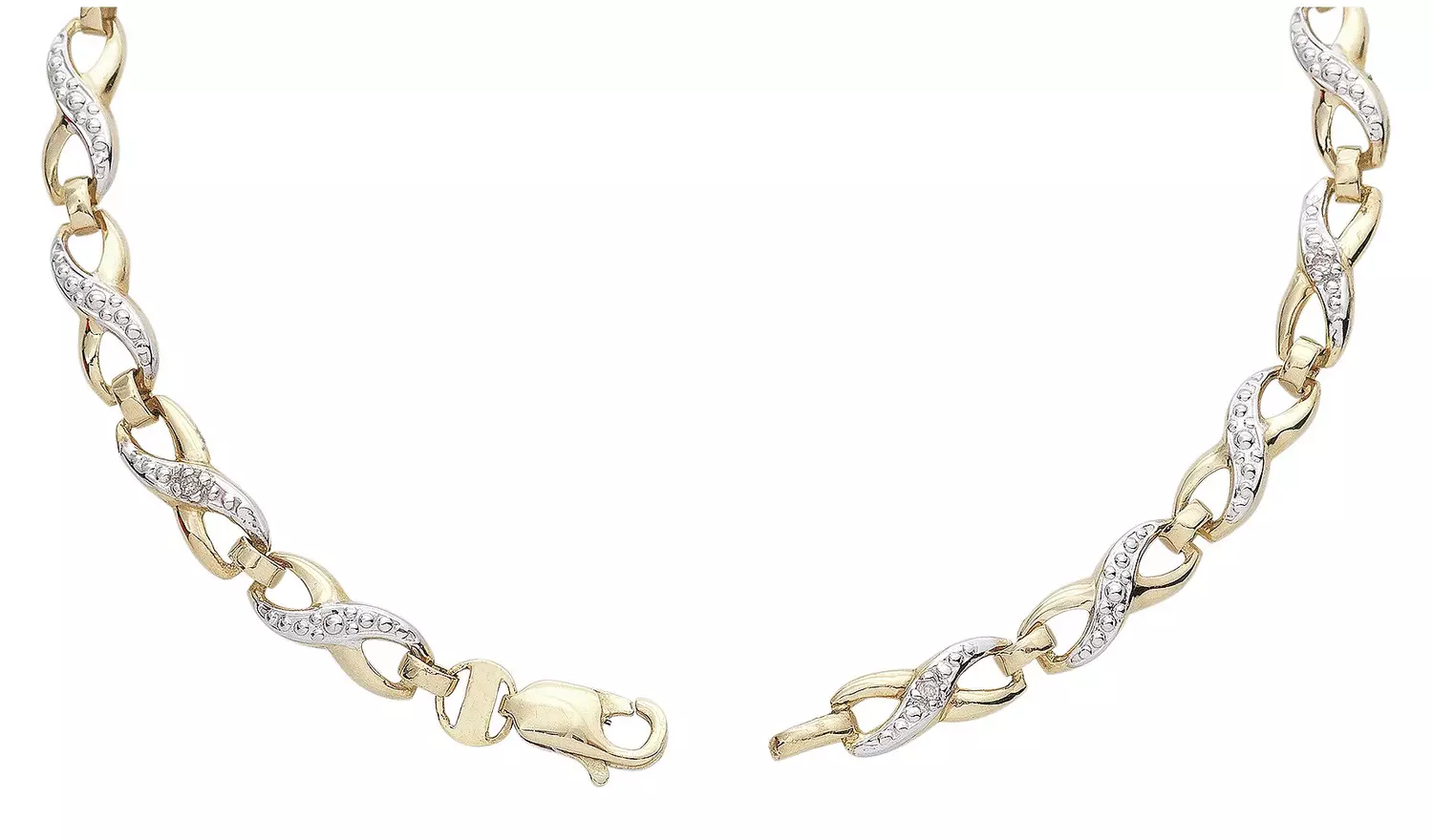 Revere 9ct Yellow Gold Diamond Accent Twist Bracelet