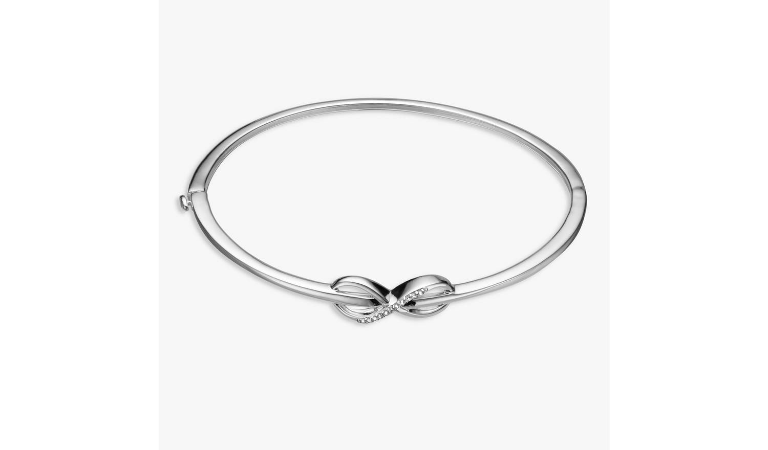 Revere Sterling Silver Infinity Diamond Studded Bangle