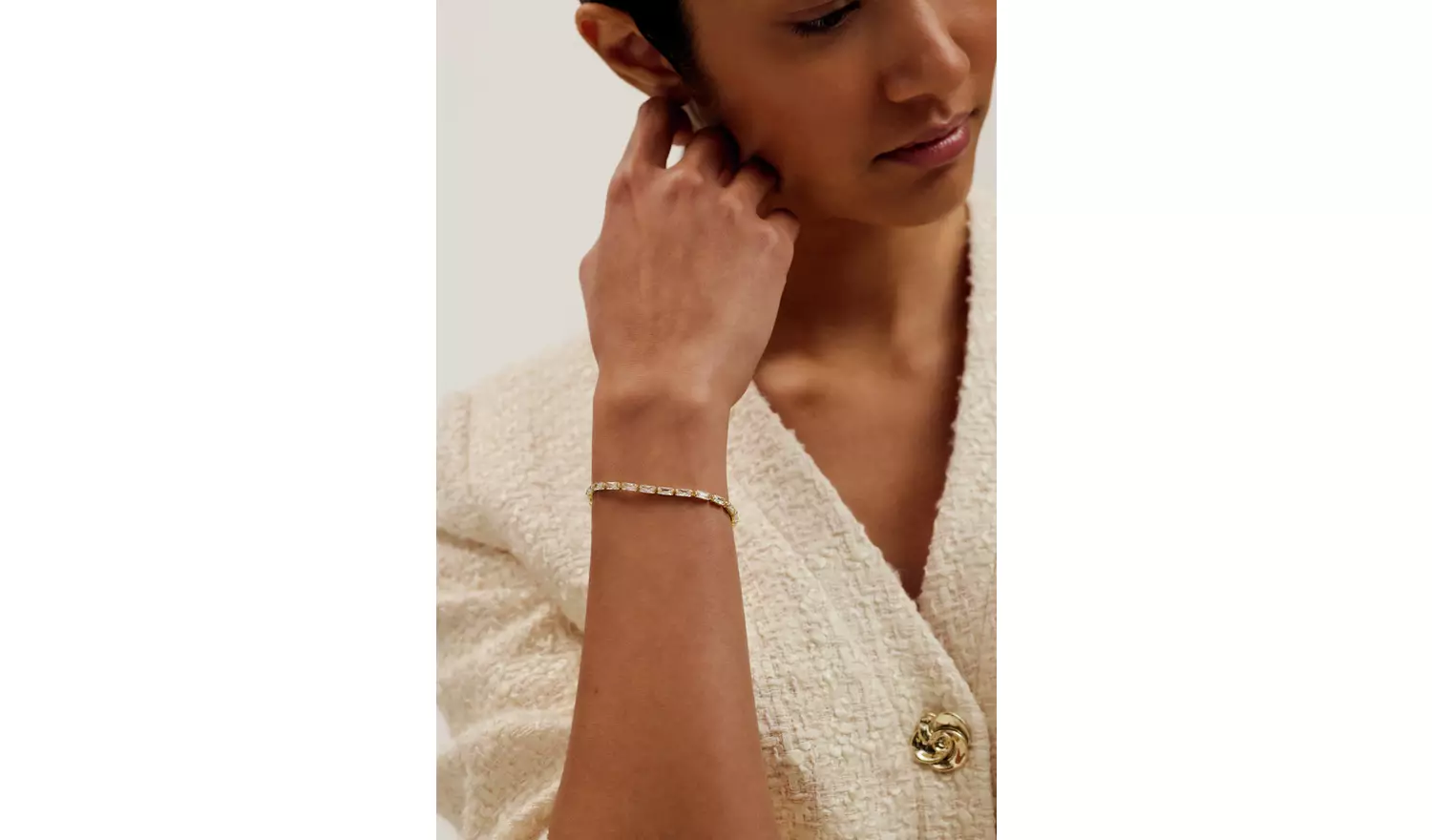 Ted Baker Gold Plating Crytal Baguette Adjustable Bracelet