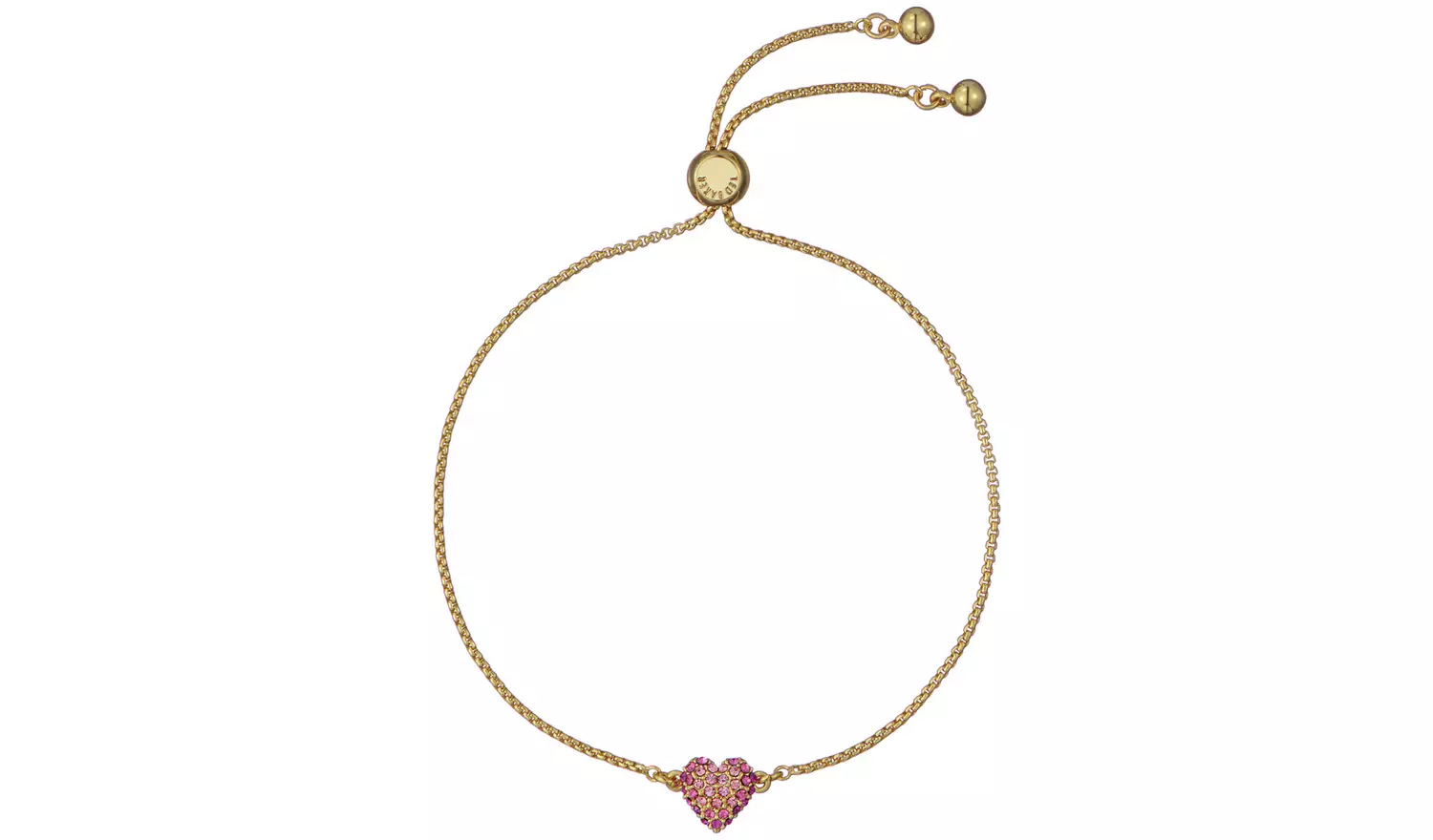 Ted Baker Gold Plated Pink Crystal Heart Adjustable Bracelet
