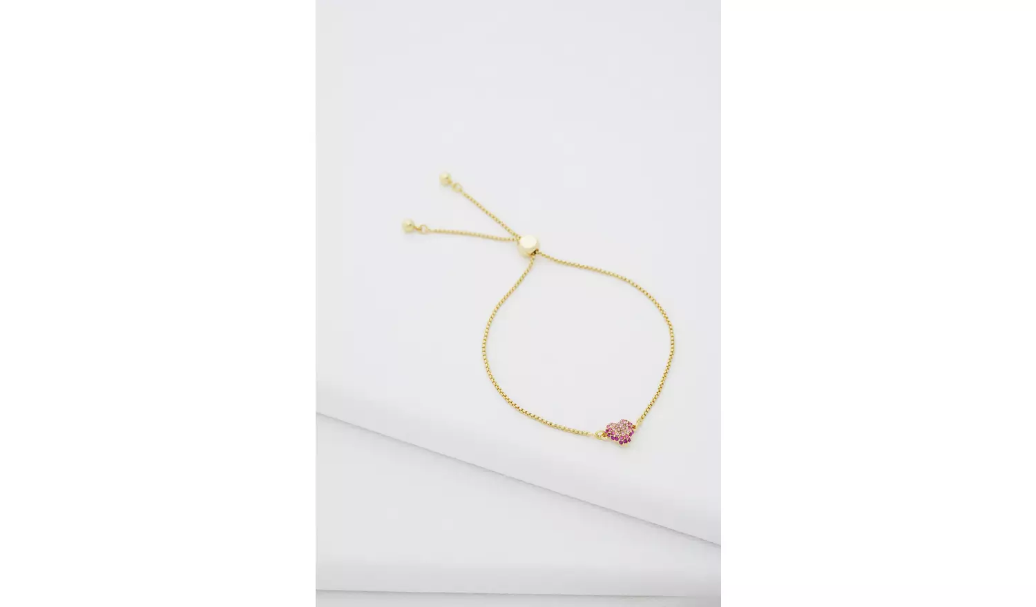 Ted Baker Gold Plated Pink Crystal Heart Adjustable Bracelet