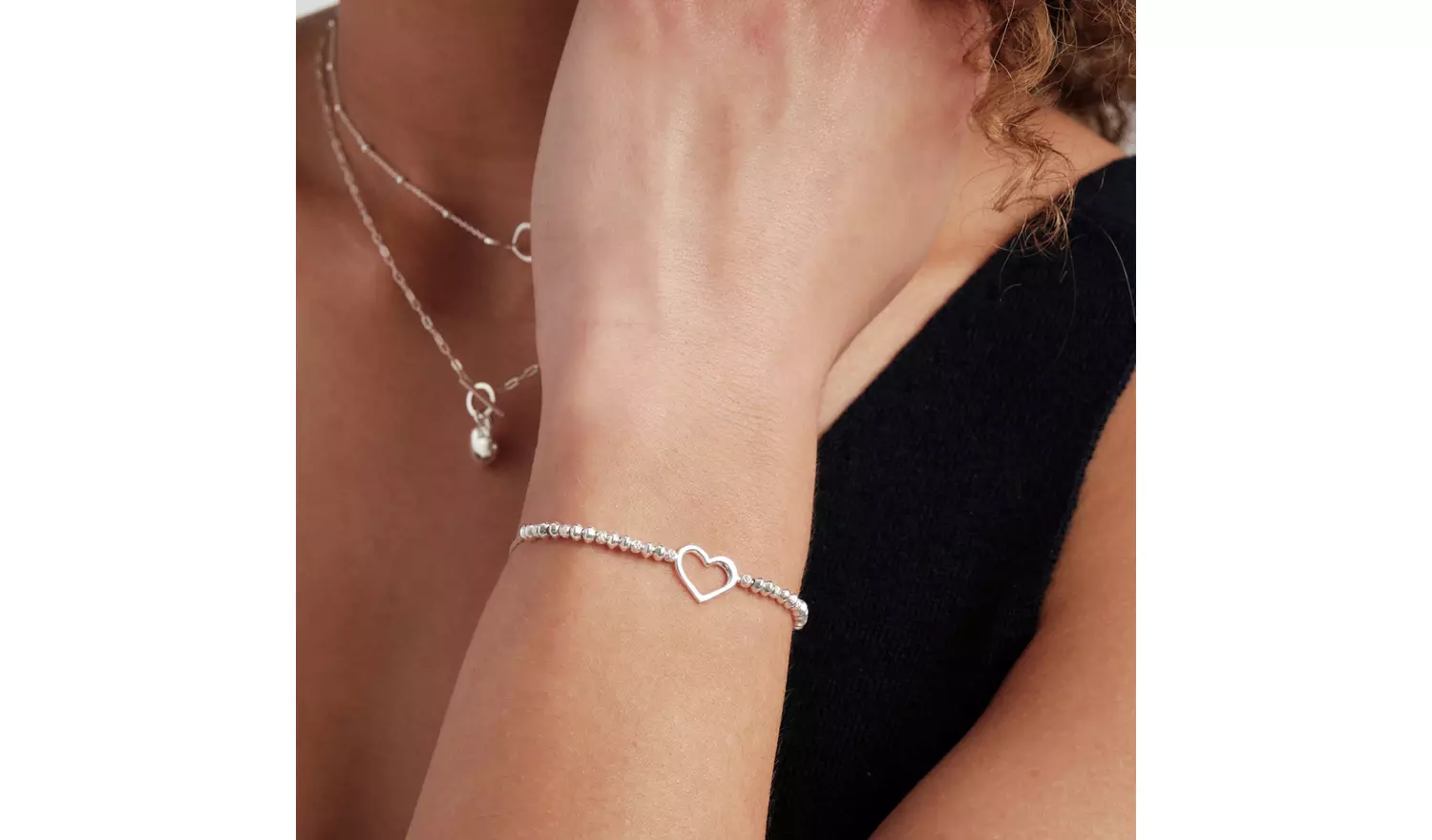 Sterling Silver Open Heart Toggle Bracelet