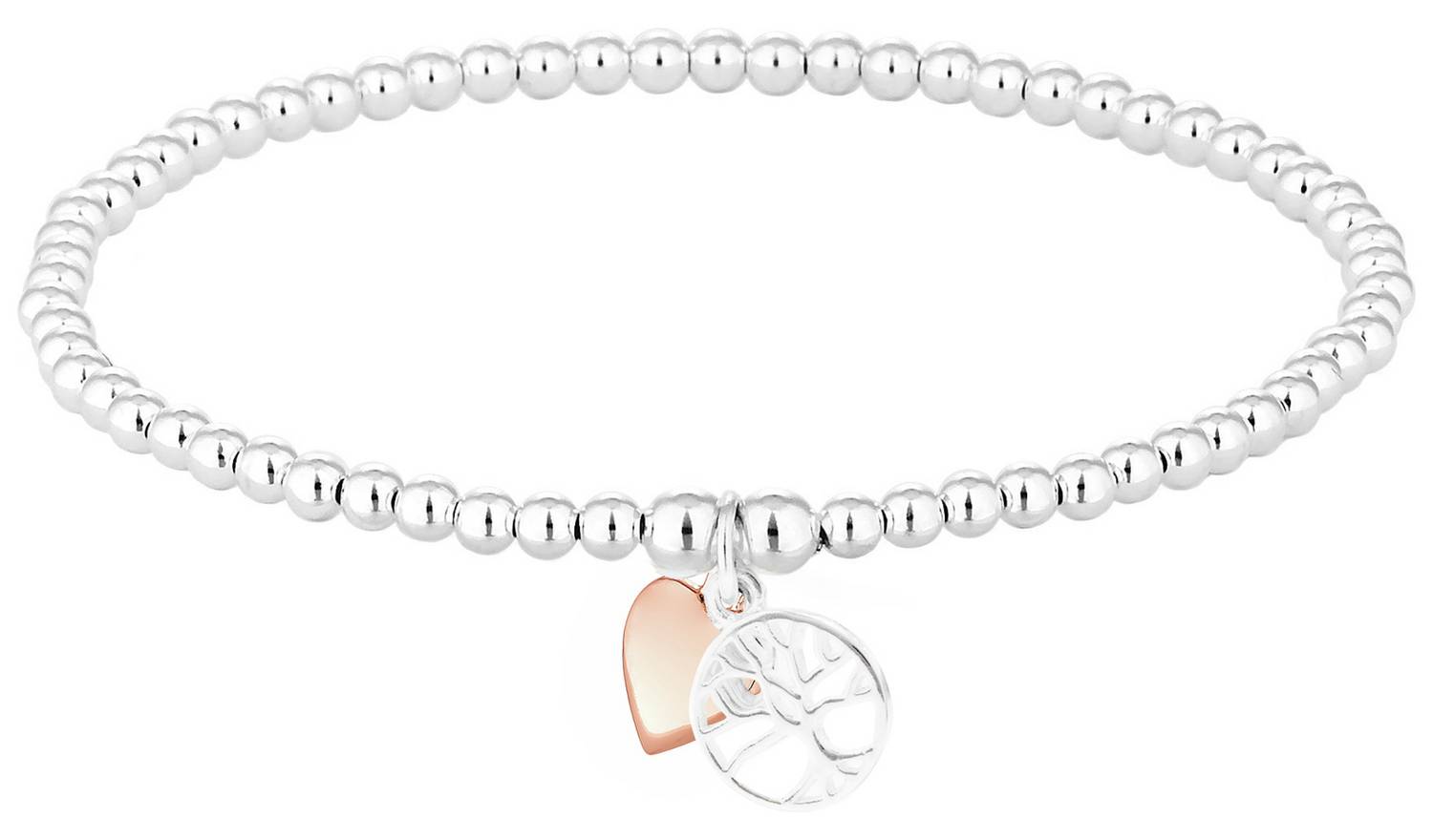 Simply Silver Sterling Silver Tree of Love & Heart Bracelet