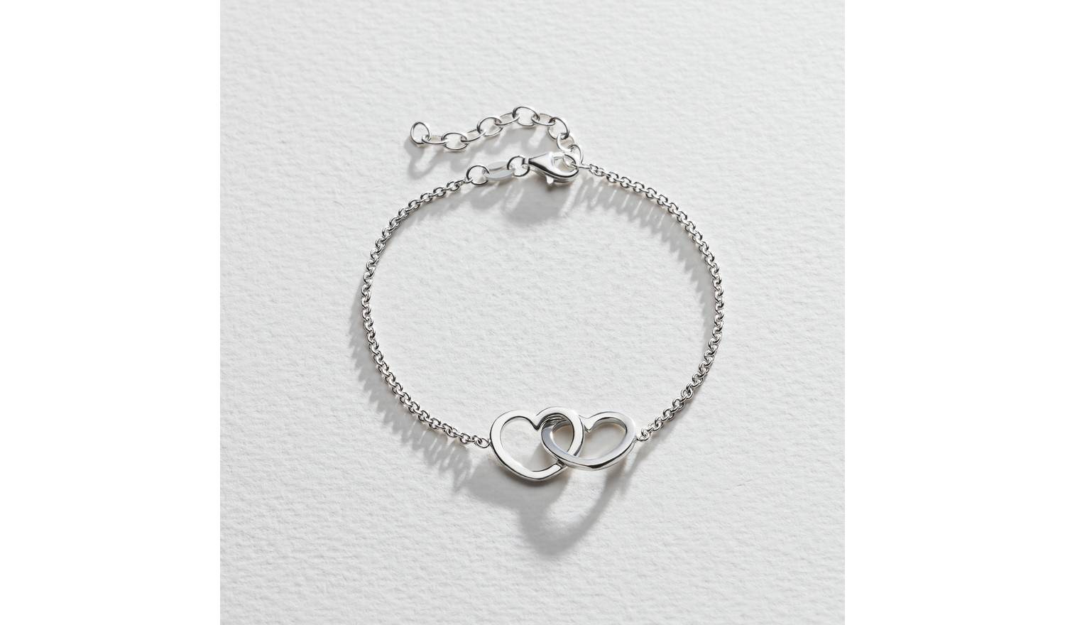 Revere Sterling Silver Two Hearts Hug Bracelet