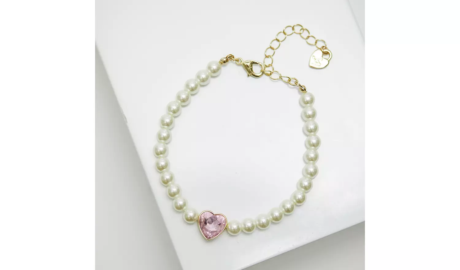 Lipsy Pearl Pink Heart Bracelet