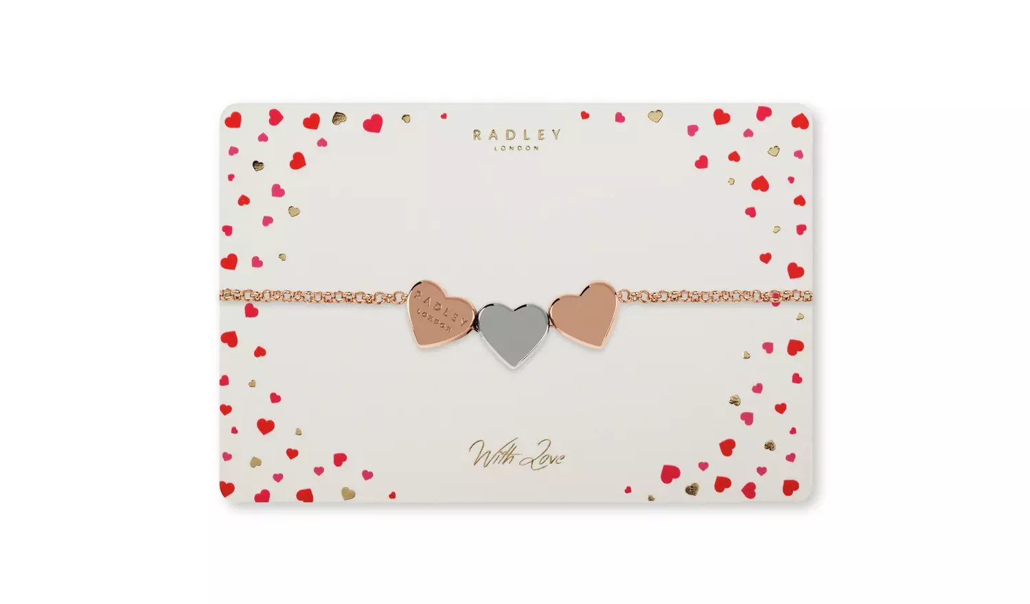 Radley 18ct Rose Gold and Silver Plated Heart Charm Bracelet