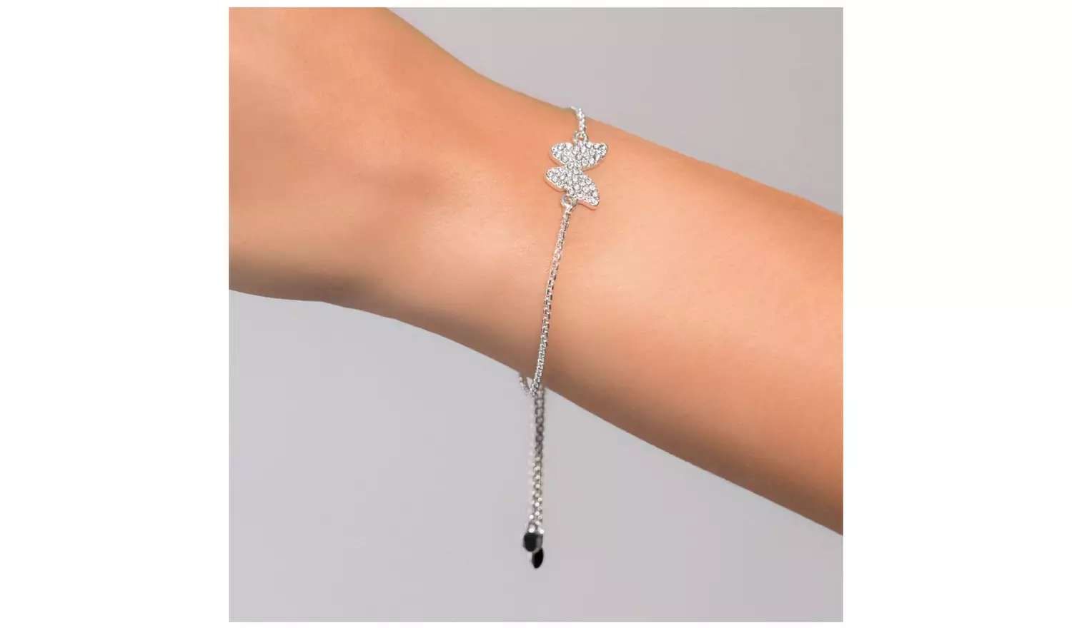 DKNY Silver Tone Crystal Pavé Butterfly Bracelet