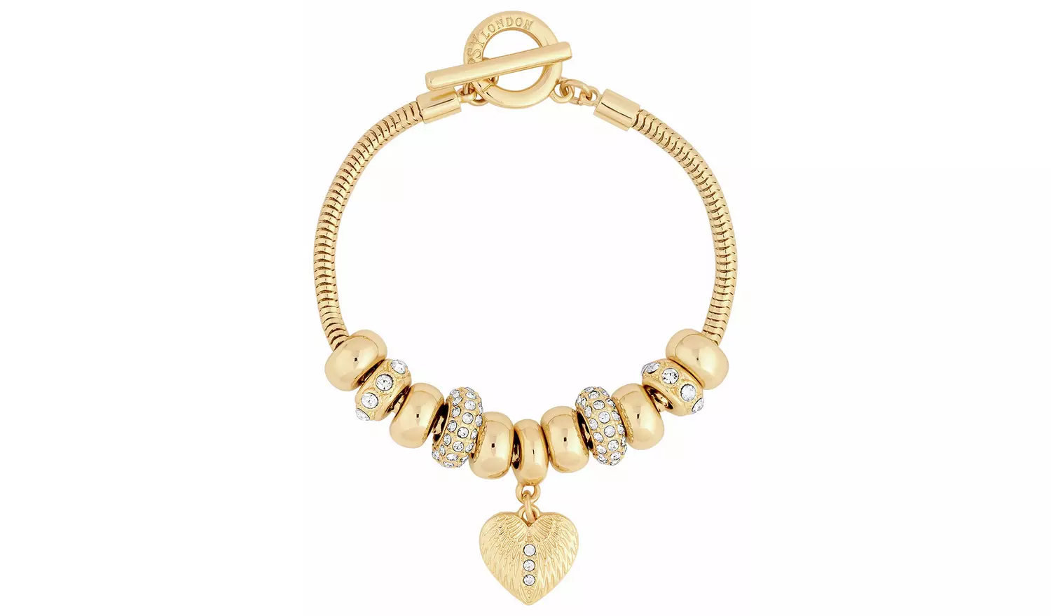 Lipsy Gold Plated T-Bar Coin Charm Bracelet