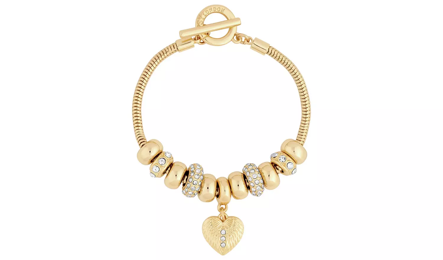 Lipsy Gold Plated T-Bar Coin Charm Bracelet