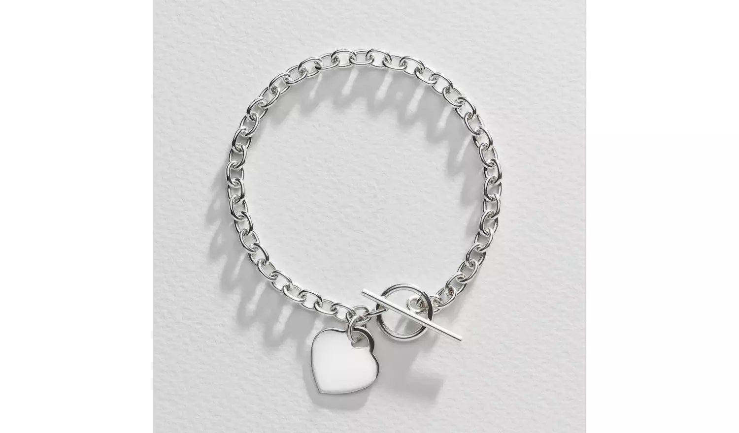 Revere Sterling Silver Classic Heart T-Bar Bracelet
