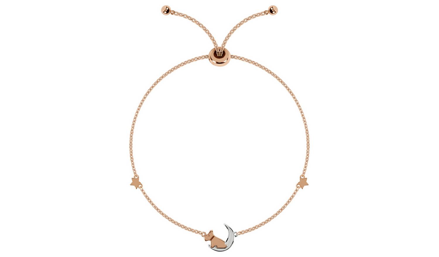 Radley 18ct Rose Gold Silver Plated Moon and Star Bracelet