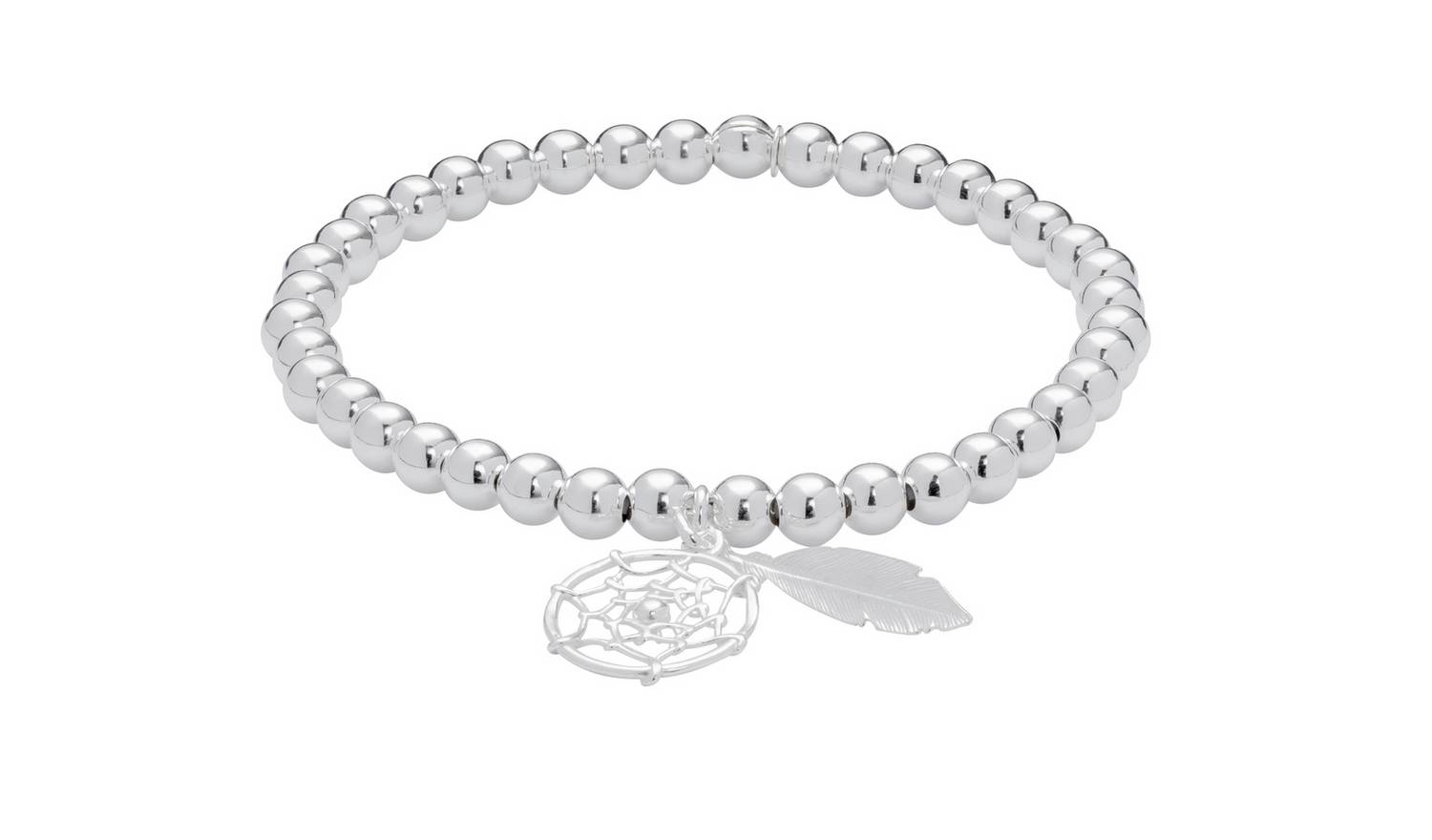Revere Sterling Silver Dreamcatcher Stretchy Beaded Bracelet