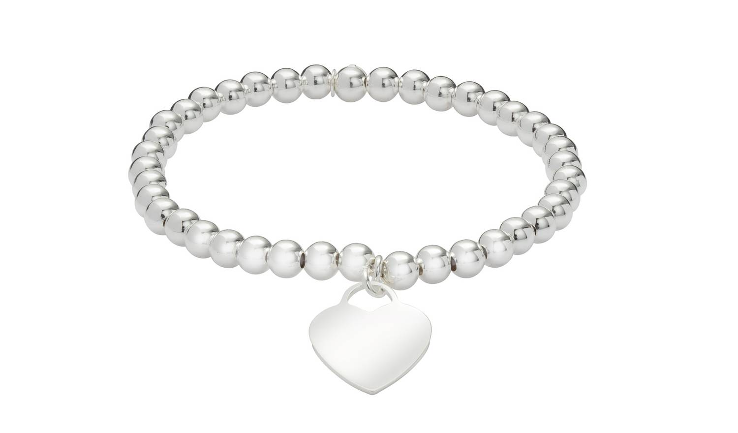 Revere Sterling Silver Heart Stretchy Beaded Bracelet