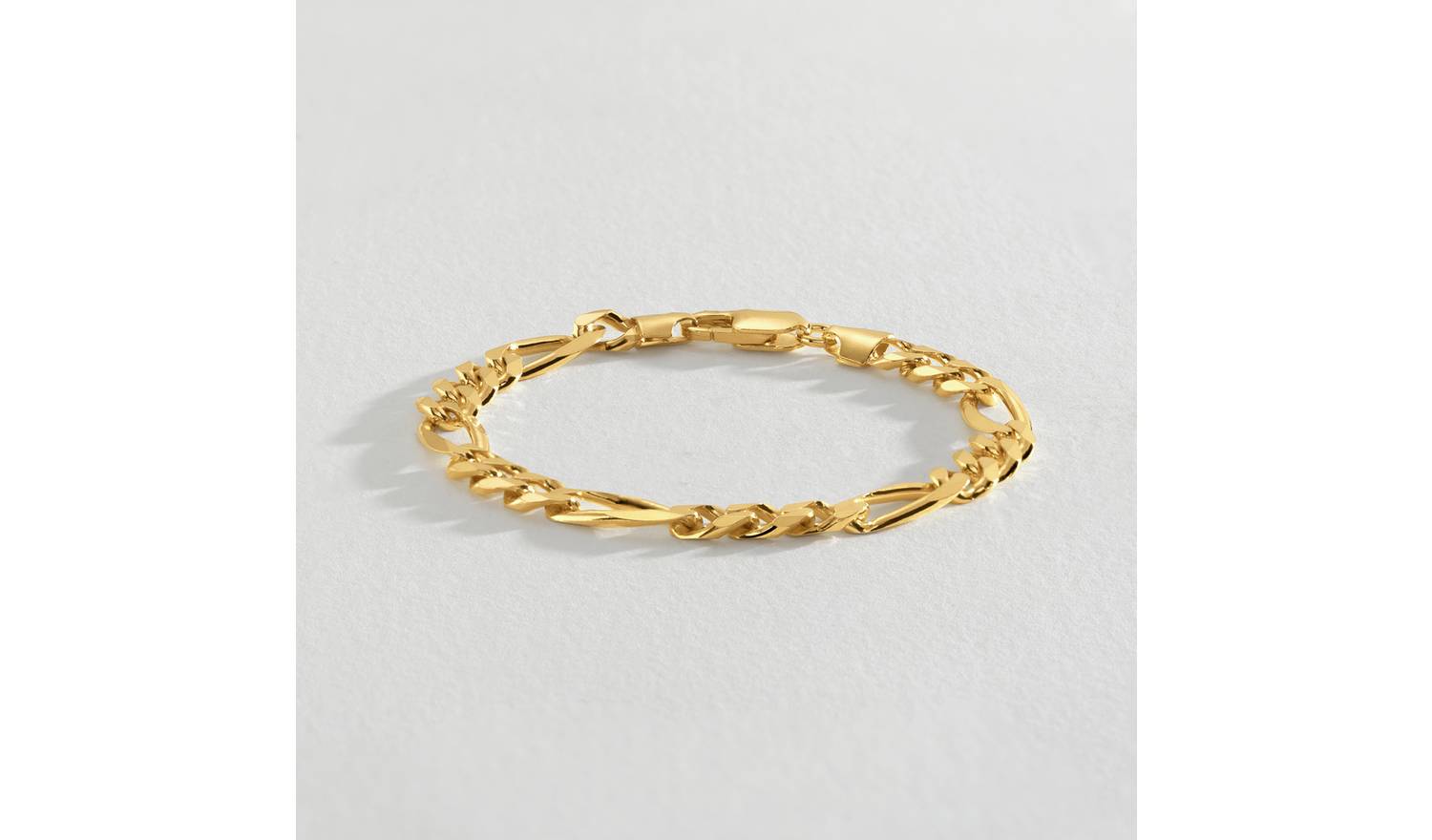 Revere Gold Plated Sterling Silver Figaro Chain Bracelet