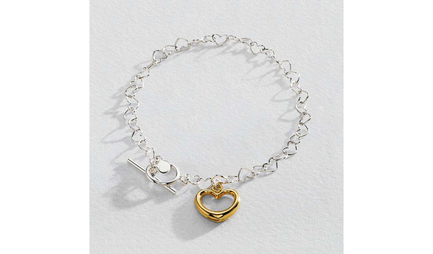 Revere Sterling Silver Heart T- Bar Bracelets