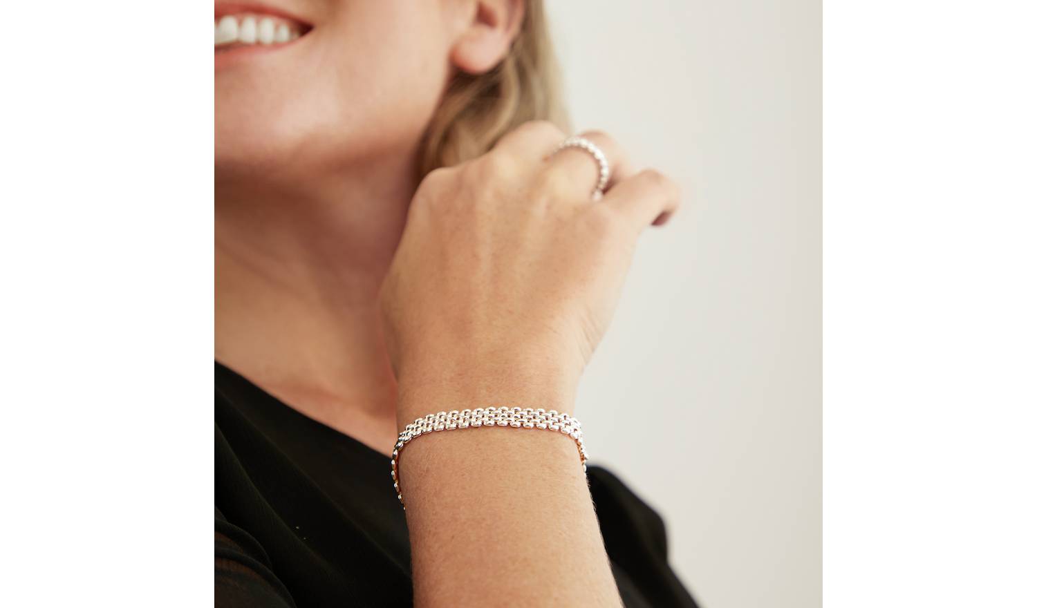 Revere Sterling Silver Panther Link Flat Bracelet