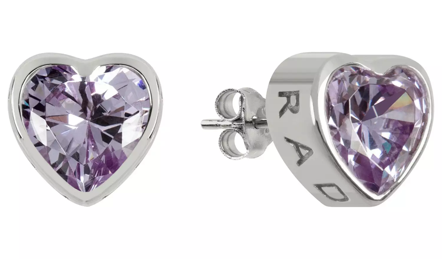 Radley Sterling Silver Purple Stone Heart Stud Earrings