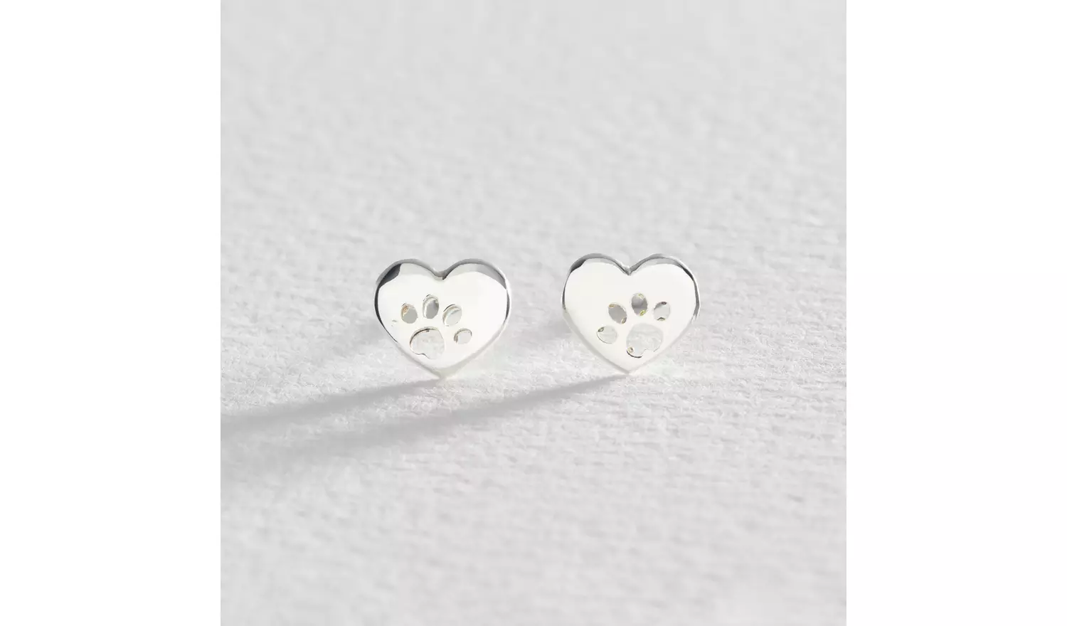 Revere Sterling Silver Heart Cut Out Paw Stud Earrings