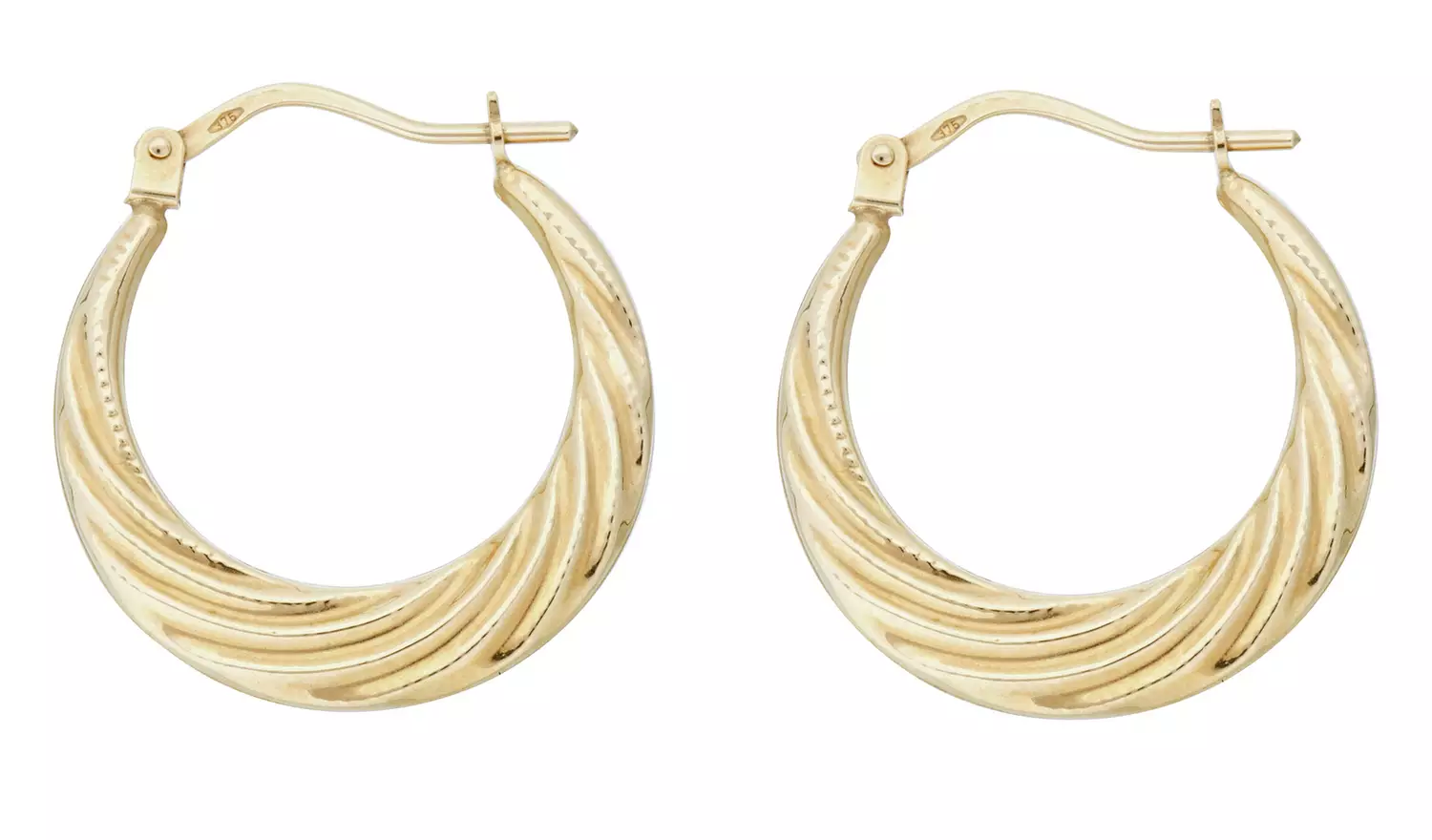 Revere 9ct Gold Swirl Effect Creole Hoop Earrings