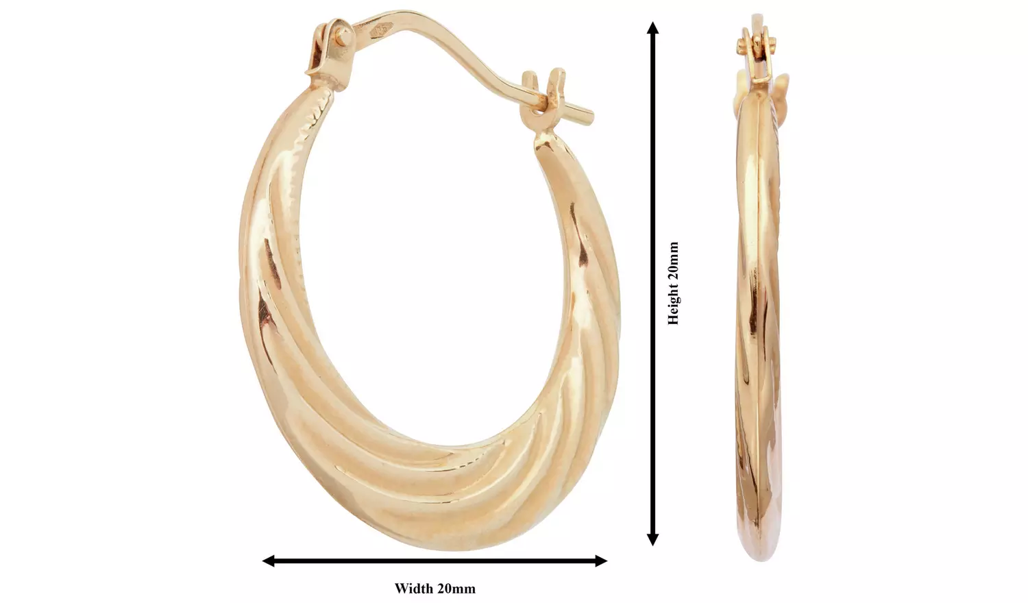Revere 9ct Gold Swirl Effect Creole Hoop Earrings