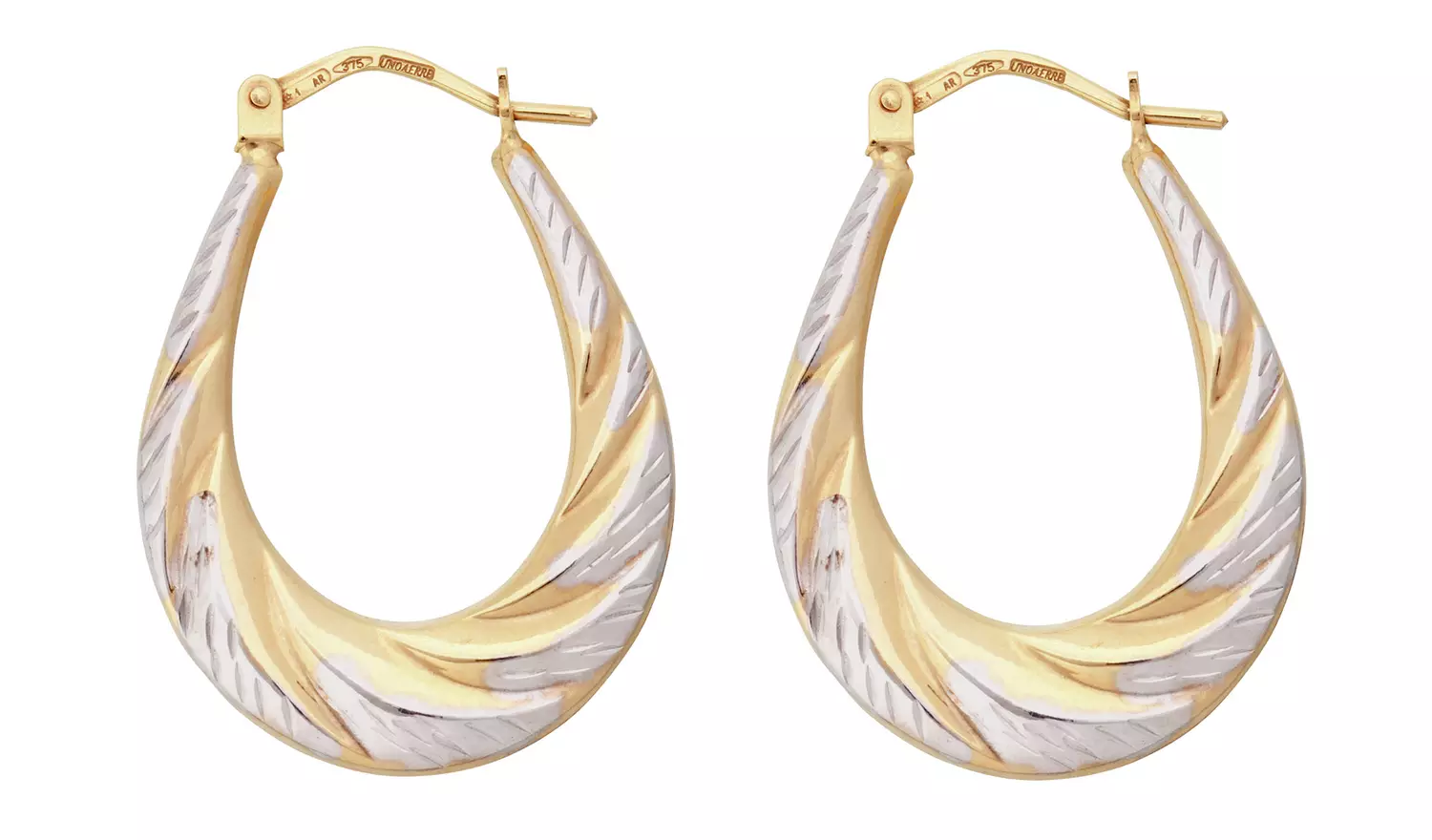 Revere 9ct Gold Diamond Cut Creole Hoop Earrings