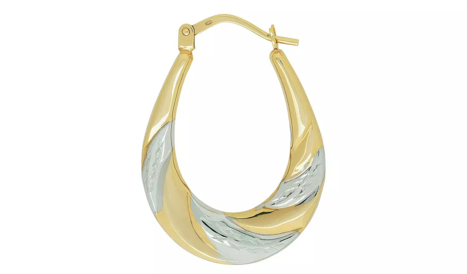 Revere 9ct Gold Diamond Cut Creole Hoop Earrings