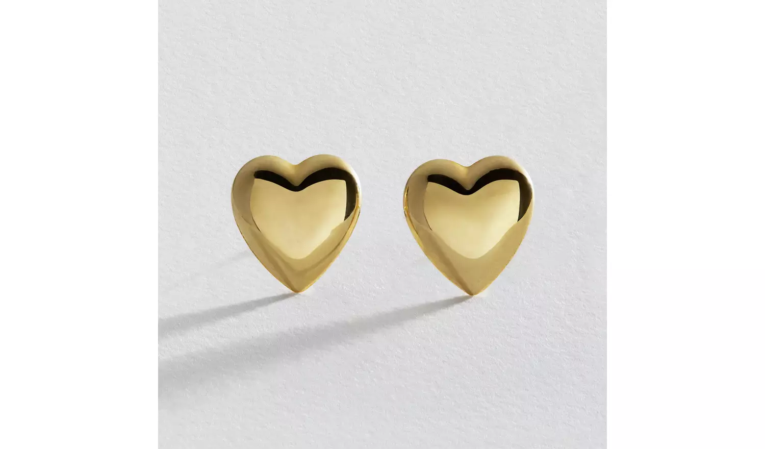 Revere 9ct Yellow Gold Puffed Heart Stud Earrings