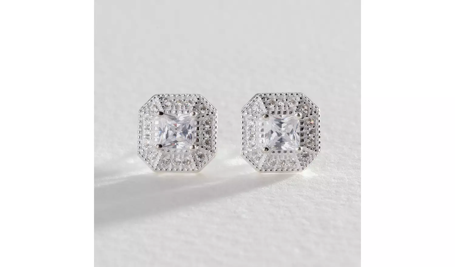 Revere Sterling Silver Vintage Cubic Zirconia Halo Earrings