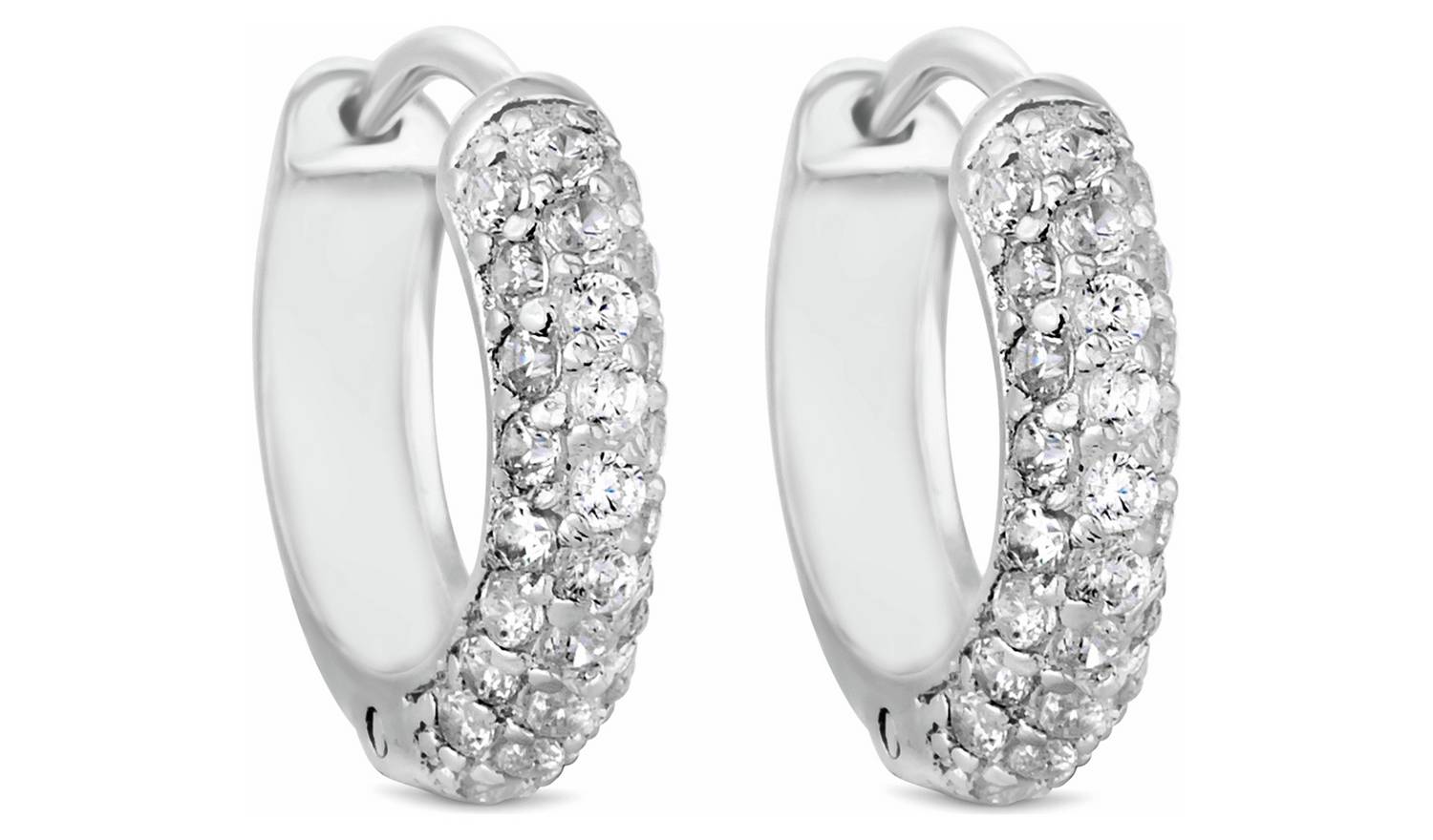 Simply Silver Sterling Silver 925 cubic zirconia Mini Hoop