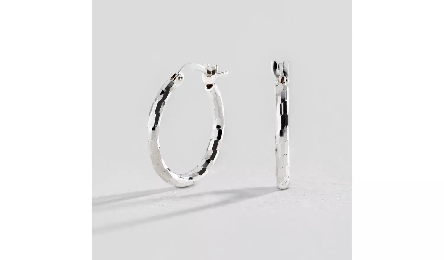 Revere Italian Sterling Silver Diamond Cut Hoop Earrings