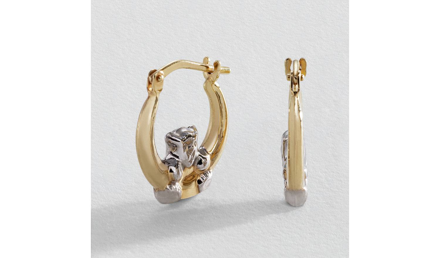 Revere 9ct Bonded Gold Two Tone Teddy Creole Hoop Earrings