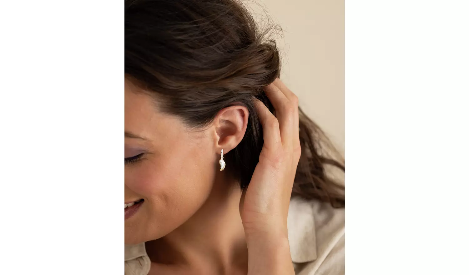 Revere Sterling Silver Two Tone Feather Drop Earrings