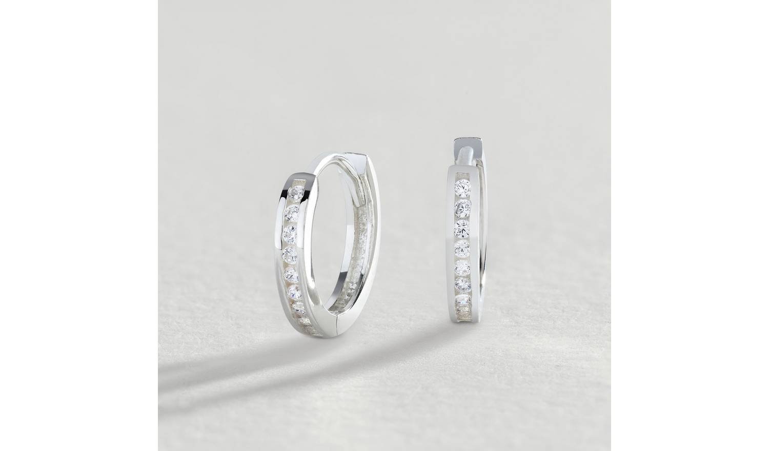 Revere Sterling Silver Cubic Zirconia Huggie Hoop Earrings