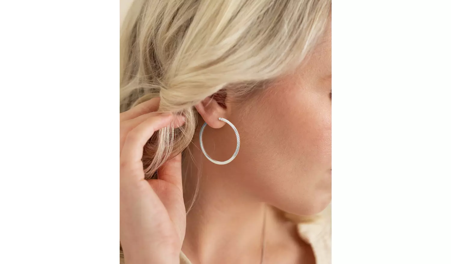 Revere Sterling Silver Diamond-cut Hoop Earrings