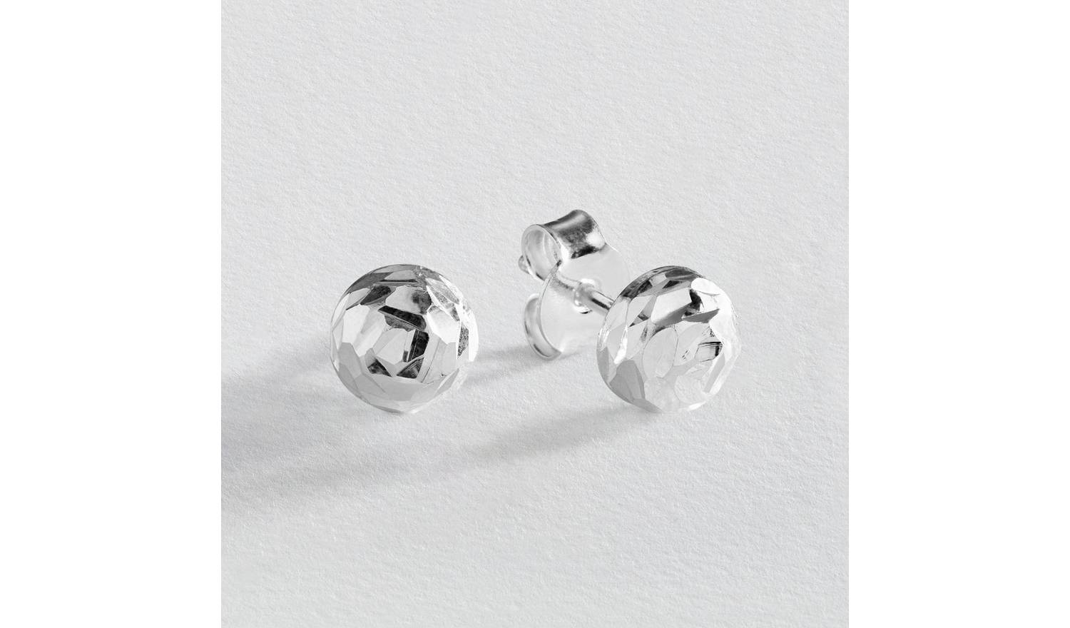 Revere Sterling Silver Diamond-cut Stud Earrings