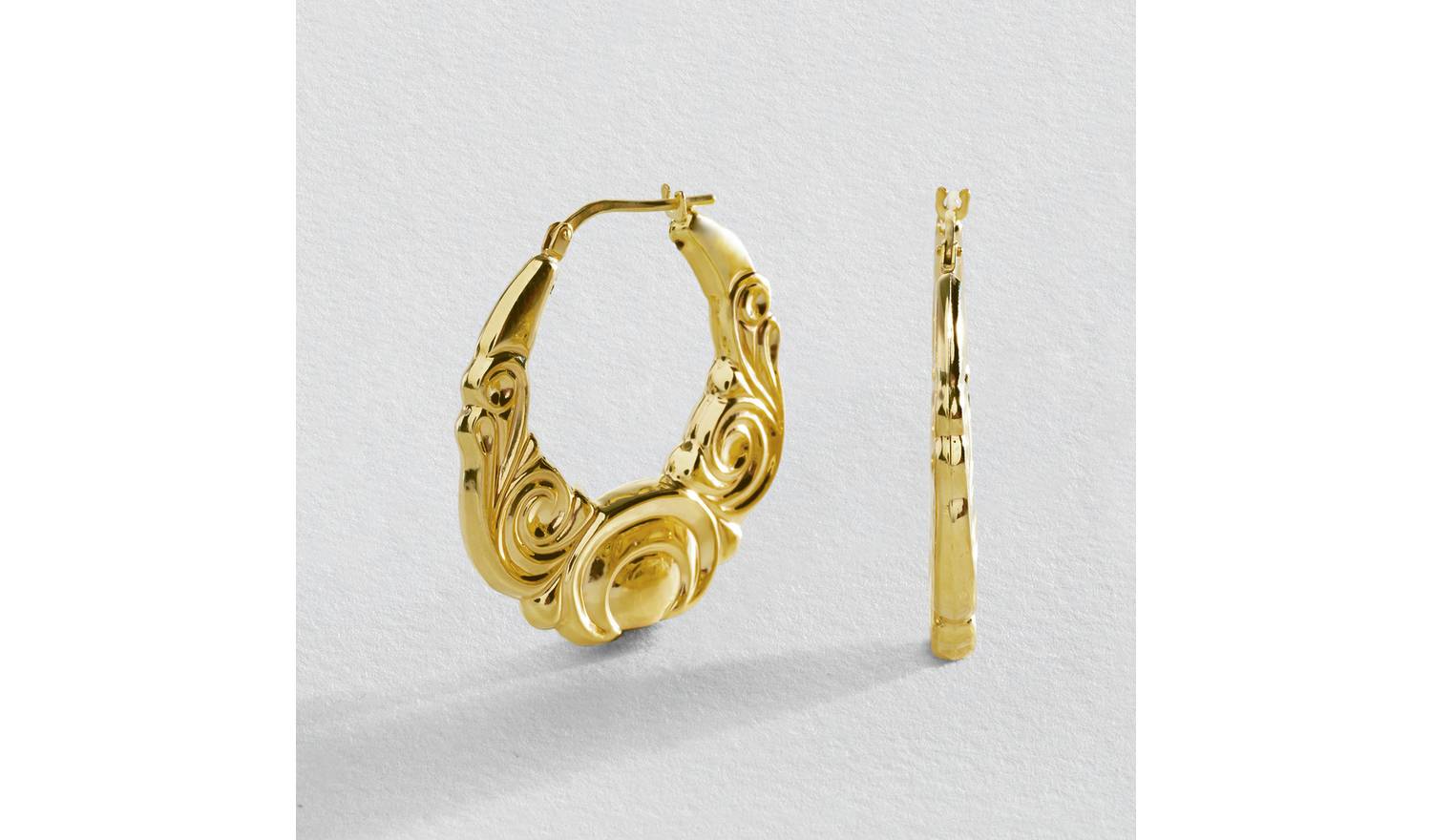 Revere 9ct Bonded Gold Sterling Silver Creole Earrings