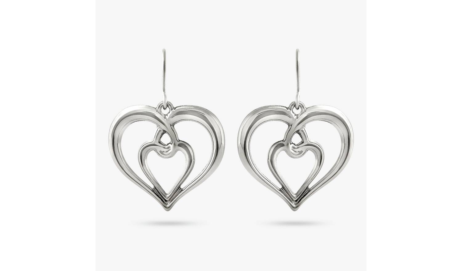 Revere 9ct White Gold Interlink Heart Drop Earrings
