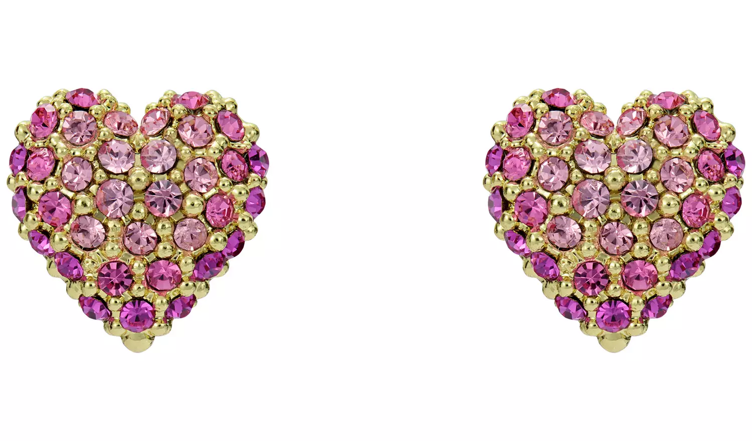 Ted Baker Gold Plated Pink Crystal Heart Stud Earrings
