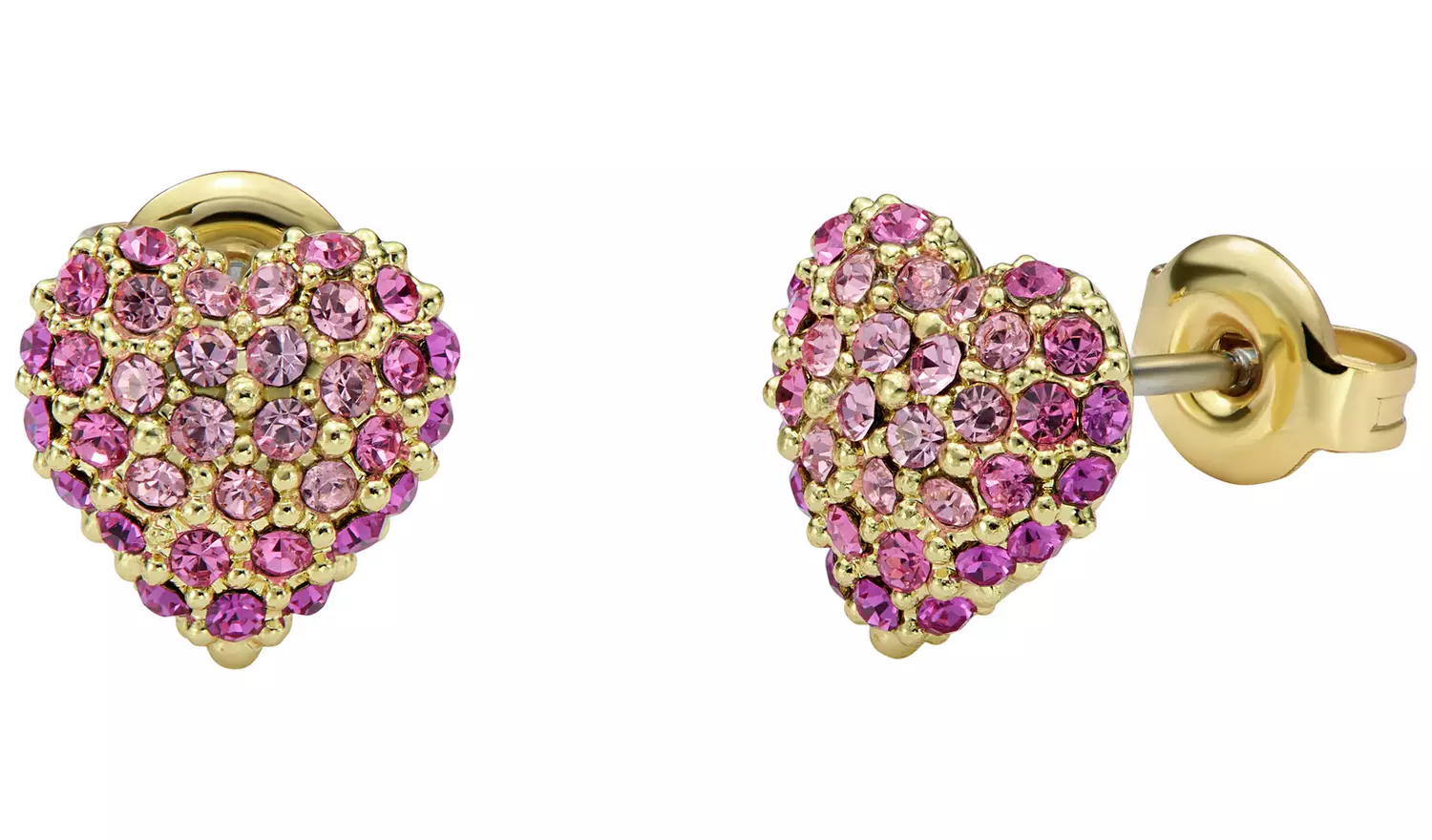 Ted Baker Gold Plated Pink Crystal Heart Stud Earrings