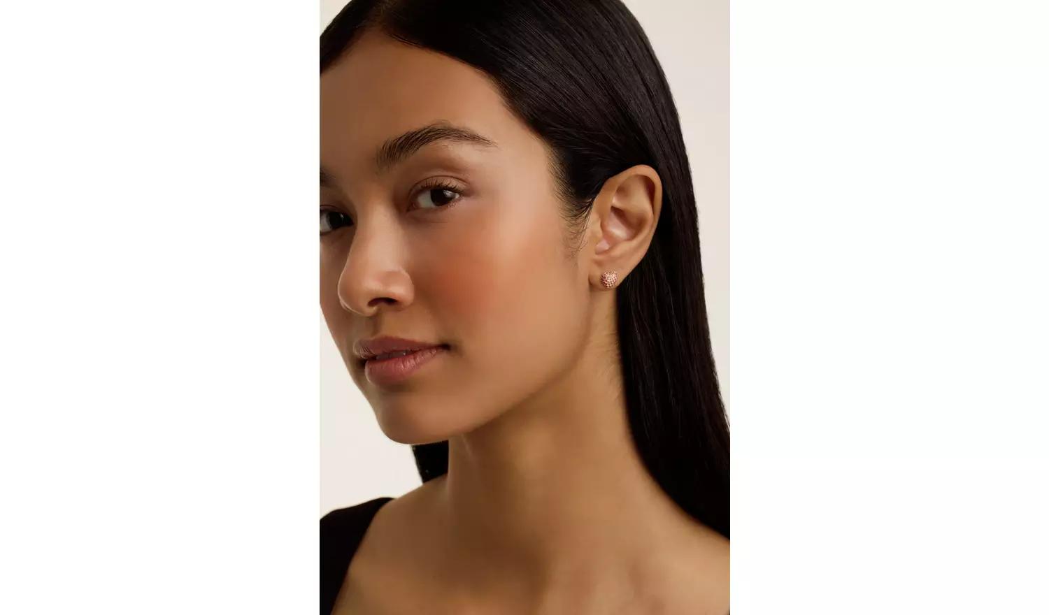 Ted Baker Gold Plated Pink Crystal Heart Stud Earrings