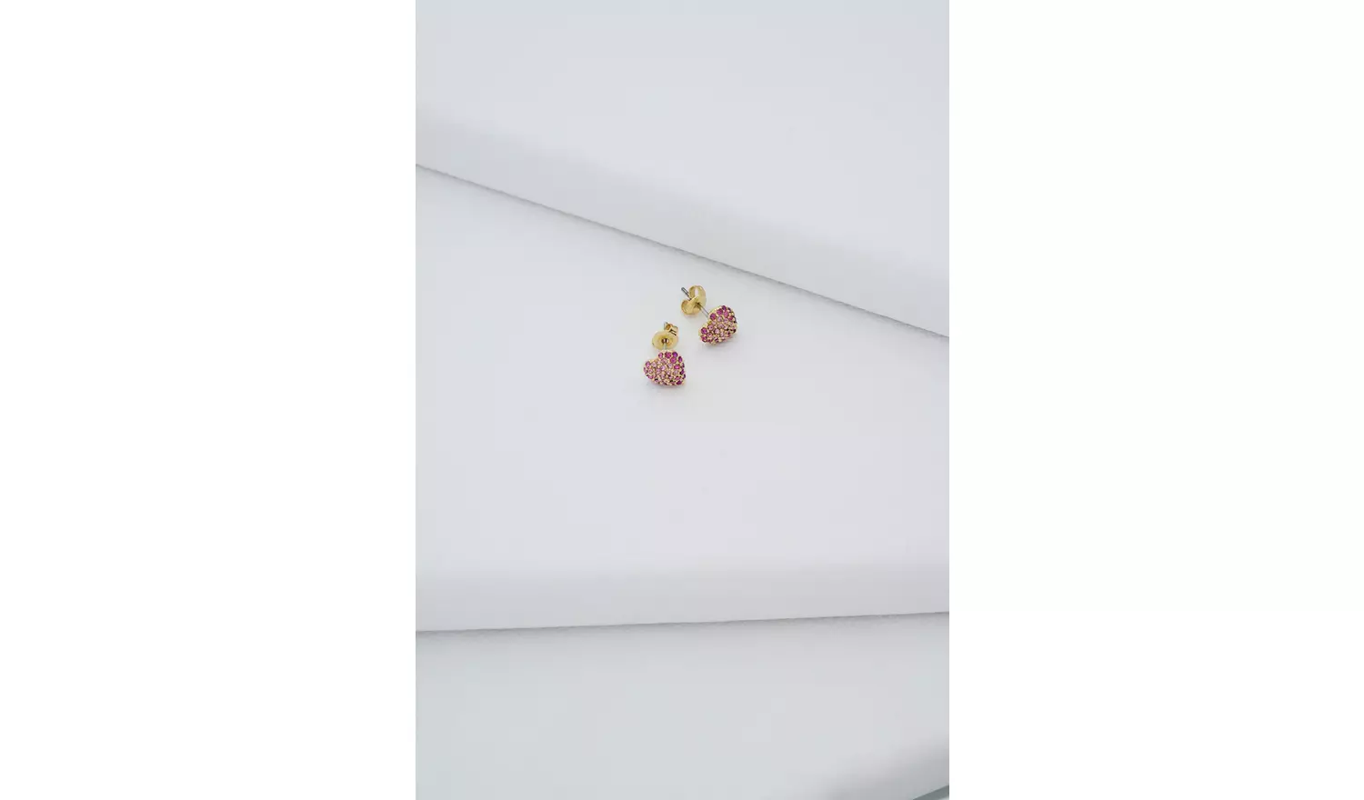 Ted Baker Gold Plated Pink Crystal Heart Stud Earrings