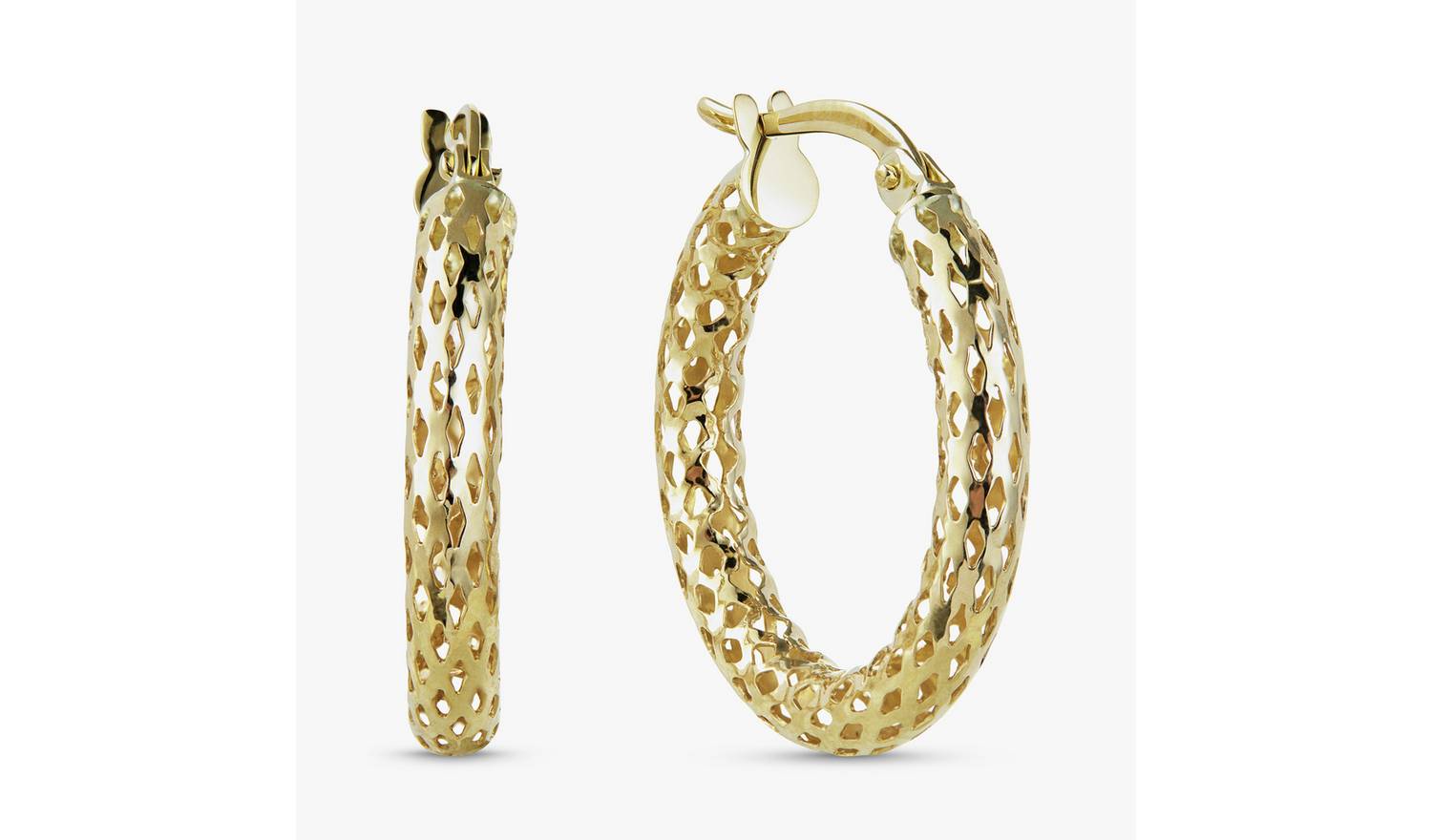 Revere 9ct Yellow Gold Woven Tube Hoop Earrings
