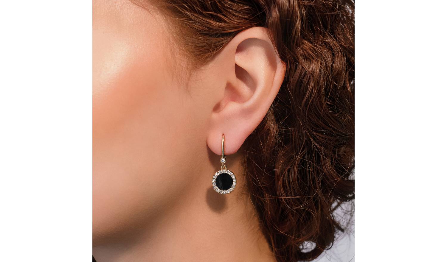 DKNY Crystal Set Gold and Black Colour Drop Earrings