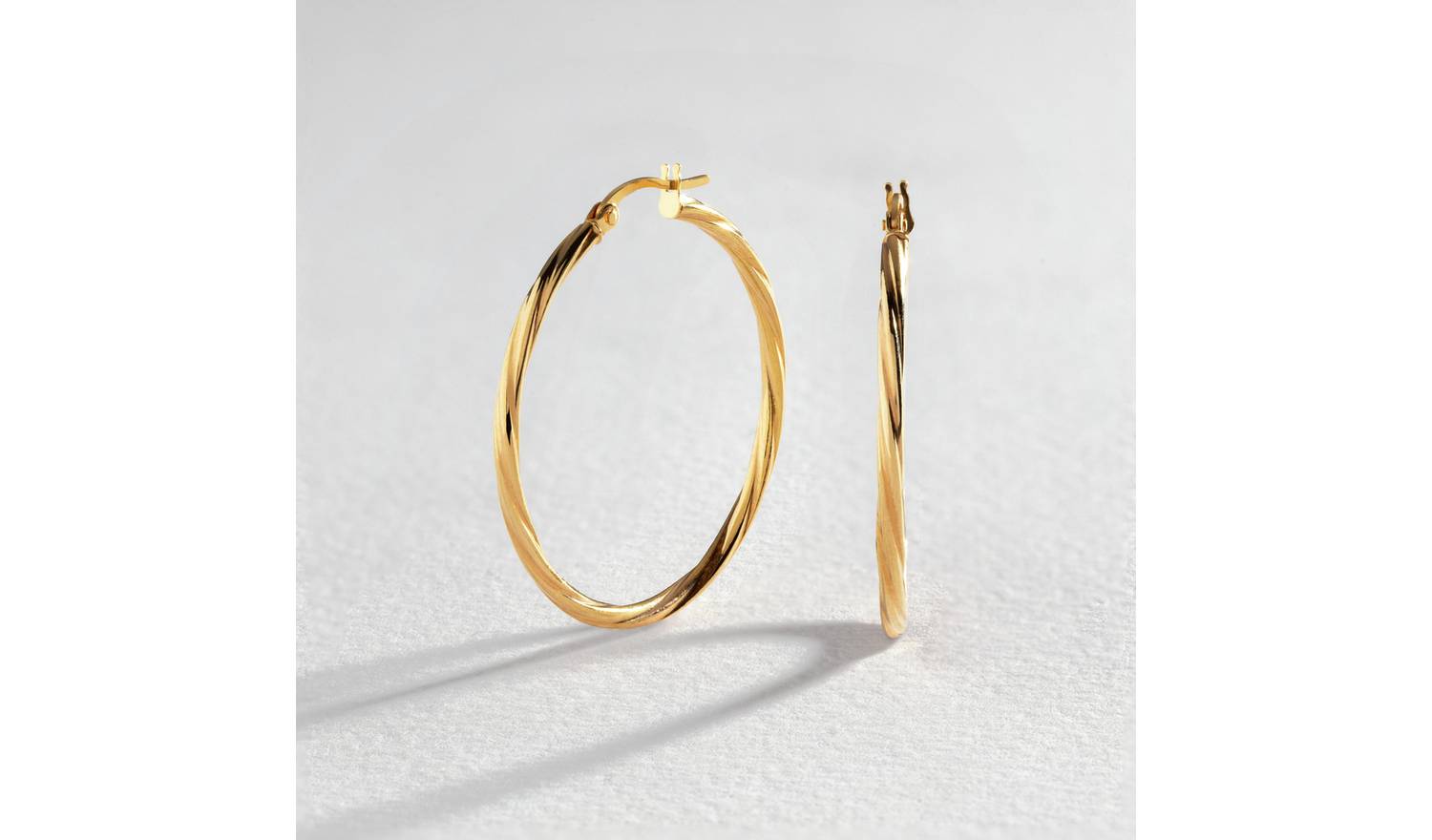 Revere 9ct Gold Twist Creole Hoop Earrings