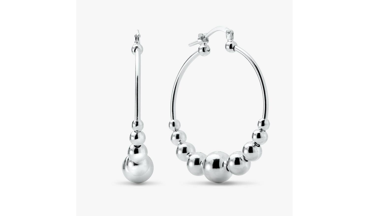 Revere Sterling Silver Graduated Bead Hoop Earrings