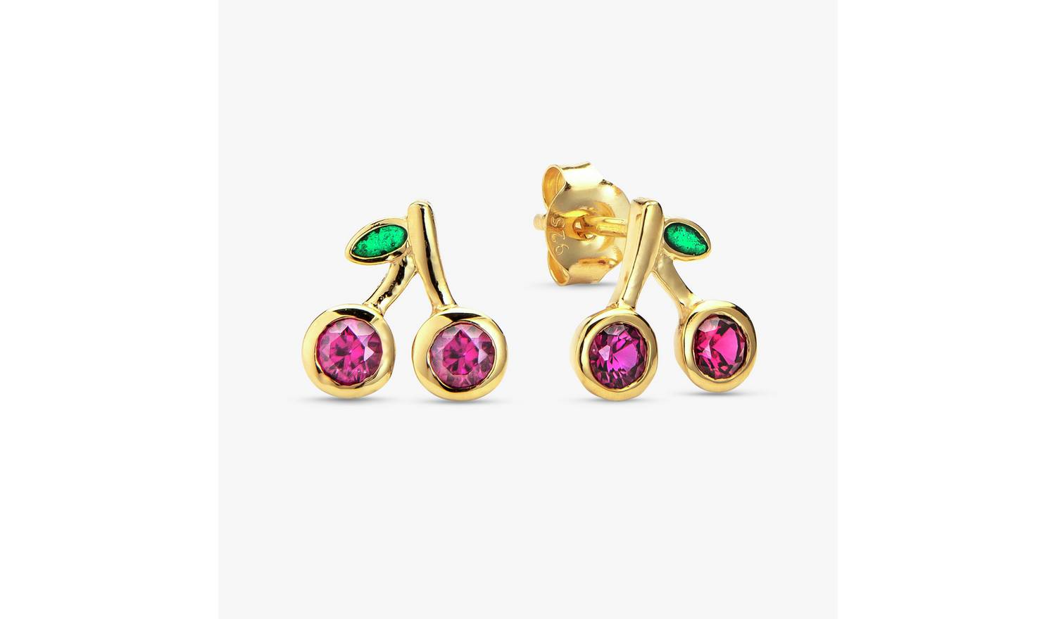 Revere Sterling Silver Cherry Gold Plated Stud Earrings