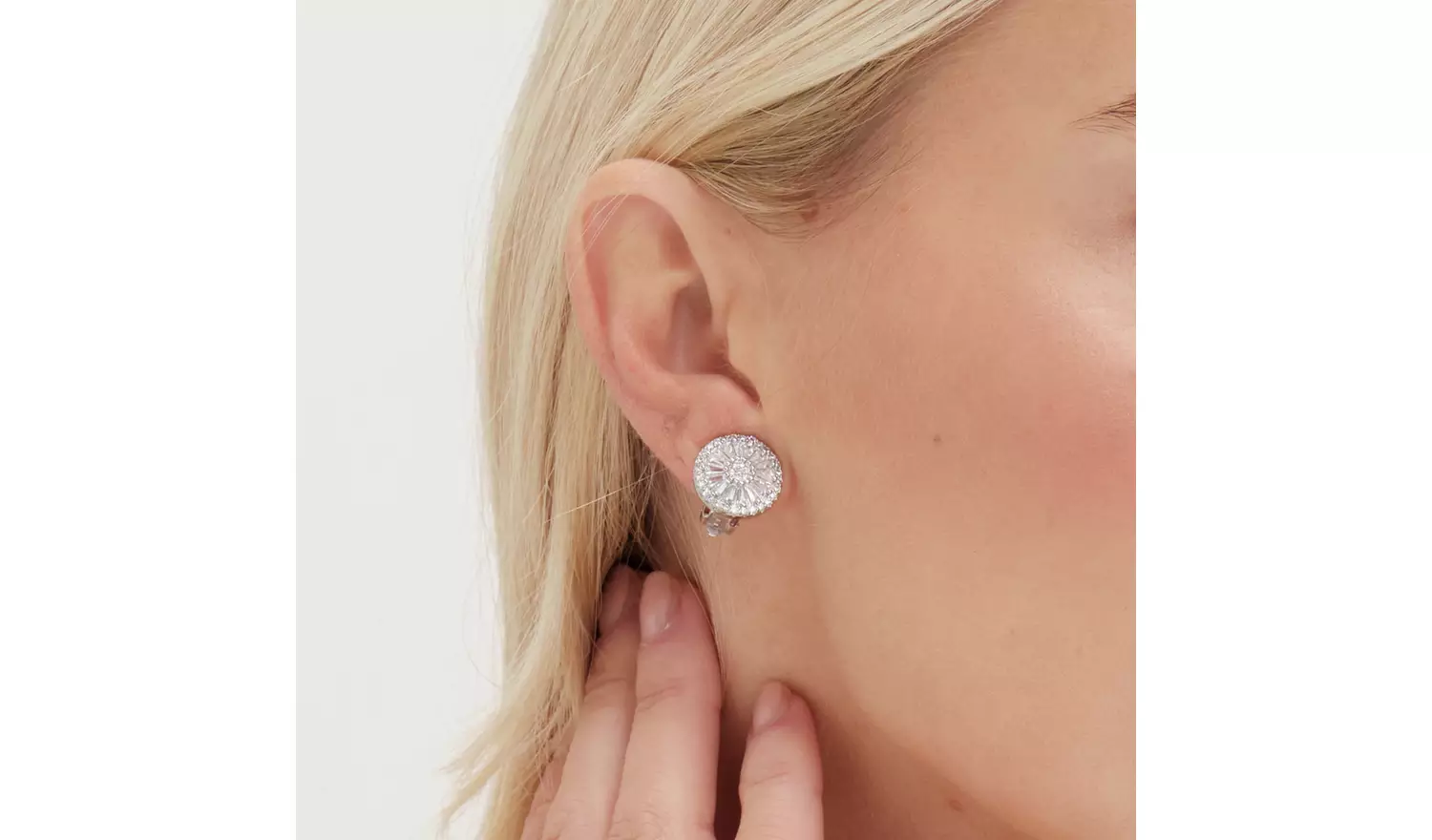 Jon Richard Cubic Zirconia Baguette Stud Clip Earrings