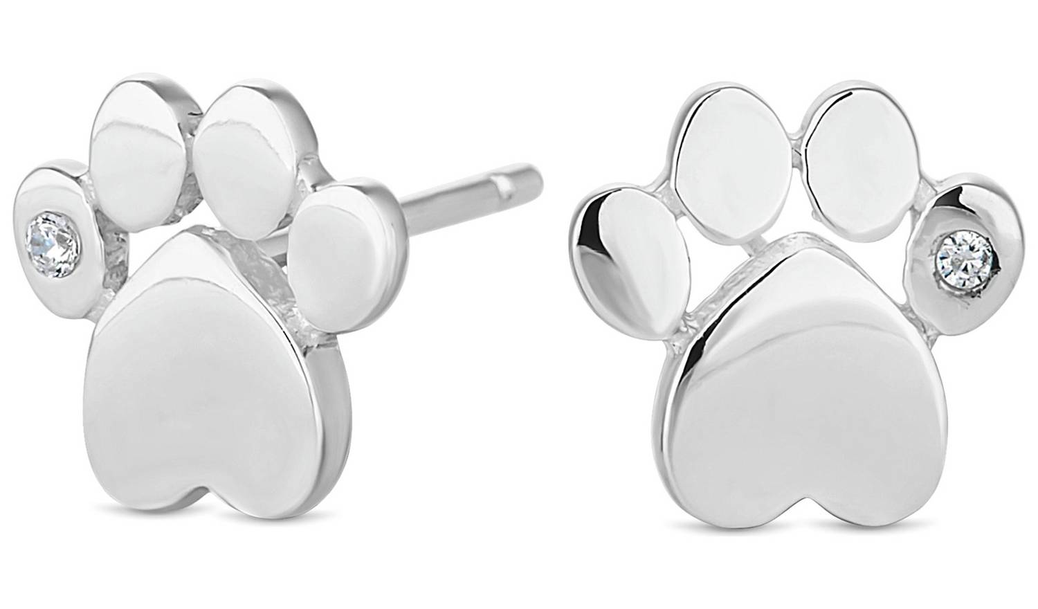 Simply Silver Sterling Silver Paw Print Stud Earrings